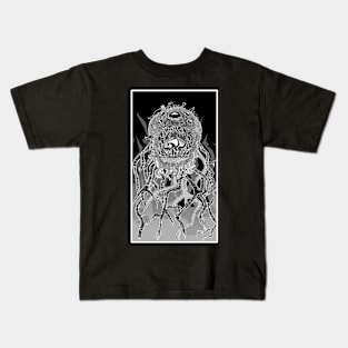 Monstah, line art, white on black Kids T-Shirt